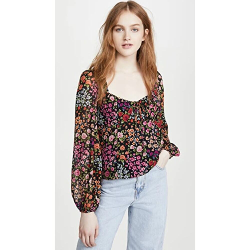 Yumi Kim Kingston Garde Olivia Top Floral Blouse Long Sleeve Boho Work Y2k S